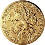 100 000 000 Korun 100 Years of Czechoslovak Currency, Czech Republic, 2019 reverse image