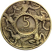 5 Sokolů T. G. Masaryk, Czechoslovakia, 1920 reverse image