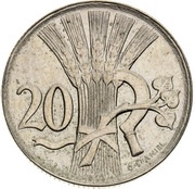 20 Haléřů Trial Strike, Czechoslovakia, 1931 reverse image