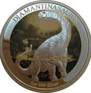 1 Dollar - Elizabeth II 4th Portrait - Dinosaur - Diamantinasaurus, Australia, 2015 reverse image