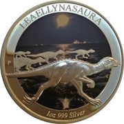 1 Dollar - Elizabeth II 4th Portrait - Dinosaur - Leaellynasaura, Australia, 2015 reverse image