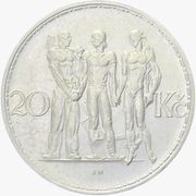 20 Korun, Czechoslovakia, 1933-1934 reverse image