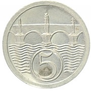 5 Haléřů Trial Strike, Czechoslovakia, 1945 reverse image