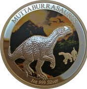 1 Dollar - Elizabeth II 4th Portrait - Dinosaur - Muttaburrasaurus, Australia, 2015 reverse image