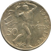 50 Korun Prague Uprising, Czechoslovakia, 1948 reverse image