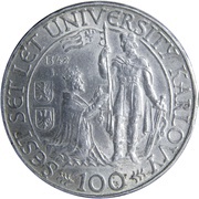 100 Korun Charles University, Czechoslovakia, 1948 reverse image