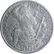 100 Korun Jihlava Mining Privileges, Czechoslovakia, 1949 reverse image