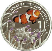 1 Dollar - Elizabeth II 4th Portrait - UNESCO Great Barrier Reef, Australia, 2015 reverse image
