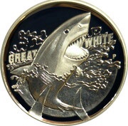 1 Dollar - Elizabeth II 4th Portrait - Great White Shark - Silver Proof - High Relief, Australia, 2015 reverse image