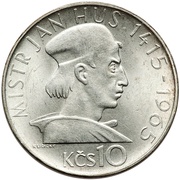 10 Korun Jan Hus, Czechoslovakia, 1965 reverse image