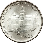 25 Korun 150th Anniversary - Prague National Museum, Czechoslovakia, 1968 reverse image