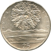 25 Korun Czech Liberation, Czechoslovakia, 1970 reverse image