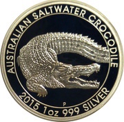 1 Dollar - Elizabeth II 4th Portrait - Saltwater Crocodile - Silver Proof, Australia, 2015 reverse image