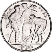 100 Korun 10 Years - Liberation, Czechoslovakia, 1955 reverse image