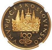 100 Korun Jan Evangelista Purkyně; Pattern obverse image