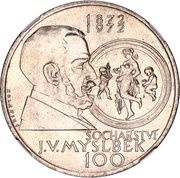 100 Korun Josef Václav Myslbek; Trial Strike, Czechoslovakia, 1972 reverse image