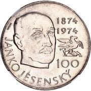 100 Korun Janko Jesenský; Trial Strike, Czechoslovakia, 1974 reverse image