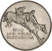 100 Korun 100th Velká Pardubická steeple chase, Czechoslovakia, 1990 reverse image
