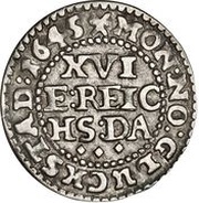 1⁄16 Reichs Thaler - Christian IV Legend type II; bust type II, Denmark, 1645-1646 reverse image