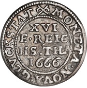 1⁄16 Thaler - Frederik III Roman style bust, Denmark, 1665-1669 reverse image