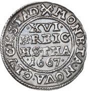 1⁄16 Thaler - Frederik III Armored bigger bust, Denmark, 1666-1670 reverse image