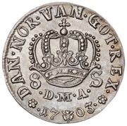 8 Skilling Dansk - Frederik IV Type I, Denmark, 1702-1705 reverse image