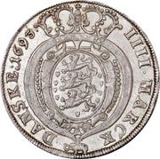 4 Mark Dansk - Christian V Type II; palm leaves, Denmark, 1692-1694 reverse image
