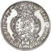 4 Mark Dansk - Christian V Type II; laurel wreath, Denmark, 1694-1696 reverse image