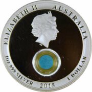 1 Dollar - Elizabeth II 4th Portrait - Treasures of the World - Turquoise; Silver Proof obverse image