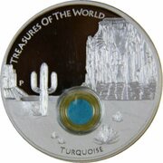 1 Dollar - Elizabeth II 4th Portrait - Treasures of the World - Turquoise; Silver Proof, Australia, 2015 reverse image