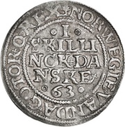 1 Skilling Dansk - Frederik II Copenhagen mint reverse image