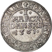 1 Mark Dansk - Frederik II Copenhagen mint, Denmark, 1560-1563 reverse image