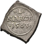 1 Mark - Frederik II Seven-Years War coinage, Denmark, 1563-1565 reverse image