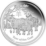 1 Dollar - Elizabeth II 4th Portrait - Year of the Goat - Silver Bullion Coin reverse image