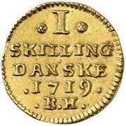 1 Skilling Dansk - Frederik IV Gold Pattern reverse image