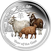 1 Dollar - Elizabeth II 4th Portrait - Year of the Goat - Coloured, Australia, 2015 reverse image
