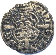 1 Skilling Dansk - Christian IV Oval shield with inward curved sides; date under value obverse image