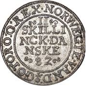 2 Skilling Dansk - Frederik II Frederiksborg mint, Denmark, 1582-1585 reverse image