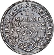 1 Mark Dansk - Christian IV, Denmark, 1607 reverse image