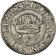 ½ "Dicke" Krone - Christian IV Closed crown; King bust type, Denmark, 1624-1625 reverse image