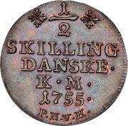 ½ Skilling Dansk - Frederik V reverse image