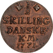 ½ Skilling Dansk - Christian VII reverse image