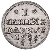 1 Skilling Dansk - Christian V reverse image