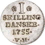 1 Skilling Dansk - Frederik V reverse image