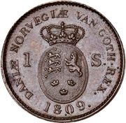 1 Skilling - Frederik VI Copper Pattern reverse image