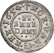 2 Skilling Dansk - Frederik III Shield type III, Denmark, 1653-1655 reverse image