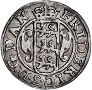 2 Skilling Dansk - Frederik III Shield type V obverse image