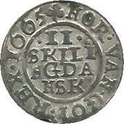 2 Skilling Dansk - Frederik III Shield type VI, Denmark, 1664-1667 reverse image