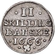 2 Skilling Dansk - Frederik III monogram type reverse image