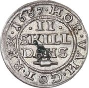 2 Skilling Dansk - Frederik III Shield type VII, Denmark, 1667 reverse image
